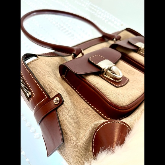 NWOT Dooney & Bourke Taupe Leather Double Pocket Tote Satchel Bag Hp65c - Picture 4 of 10